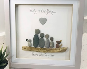 familiekiezelframe, gepersonaliseerde geschenken, familiekiezelkunst, familiegeschenken, cadeau voor vriend, nieuw huiscadeau, beste cadeau-ideeën voor thuis, kiezelframe