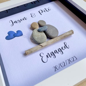 Personalised Engagement Gift, Box Frame, Engagement Gift for Couples, Engagement Gift Ideas, Couple Pebble Frame, Congratulations image 6