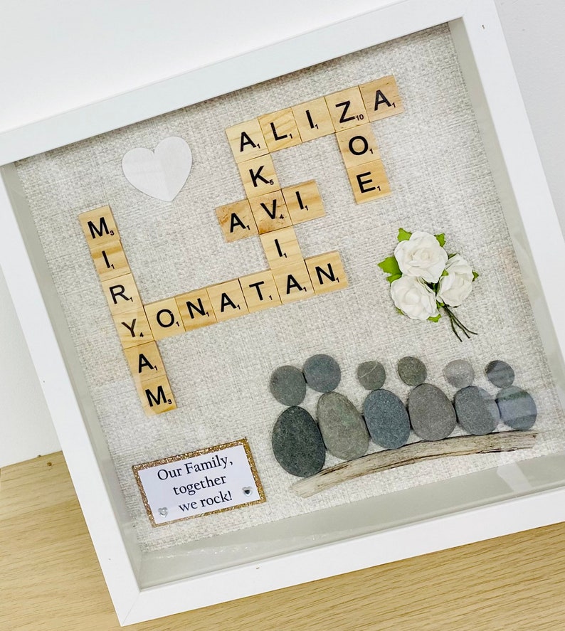 Family Scrabble & Pebble Frame,Personalised Gifts,Scrabble,Pebble Art Family, Scrabble Art, Fathers DayGifts, Family Gift, Birthday Gift image 10