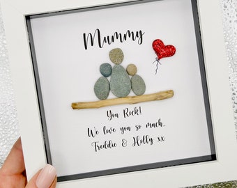 Personalised Mothers Day Gift, frames,Mummy pebble art, personalised gifts, family pebble art, gift for mum, mothers day gift from daughter,