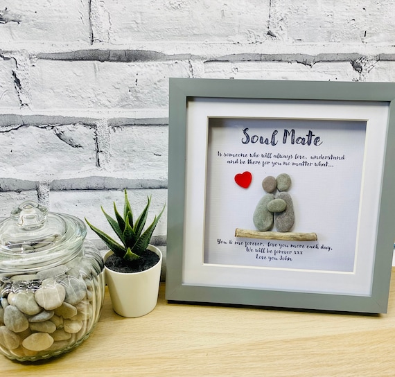 Valentines Pebble Art, Personalised Gifts, Couple Pebble Art, My Soul Mate,  Best Valentines Gifts for Him, Gifts for Her, Romantic Gifts 