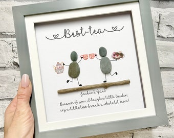 Personalised bestie pebble picture, friendship, best friends, gift for friend, ,pebble art, besties, birthday, gift for her, gift for him