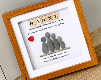 Kieselstein Bilderrahmen, Nanny Muttertagsgeschenk, personalisierte Geschenke, Kieselstein Rahmen, Geschenk für Kindermädchen, Geschenkideen Muttertag, Geschenke für sie
