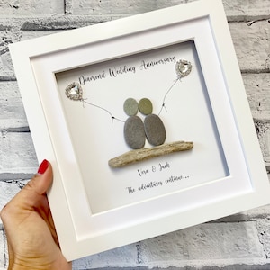 Cadeau d'anniversaire de mariage en diamant, art de galets, cadeau du 60e anniversaire, cadeaux personnalisés, cadeau d'anniversaire personnalisé, soixantième,