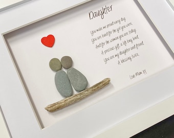Personalised Daughter pebble art, Daughter gift, personalised gifts, daughter Christmas gift ,pebble art, gifts for her, pebble frame