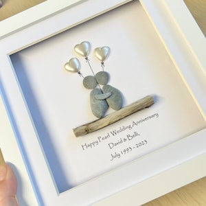 Pearl Wedding Anniversary pebble Frame,Personalised 30th Anniversary Pebble Frame,Wedding Anniversary gift,Gift for Grandarents,Wedding Gift