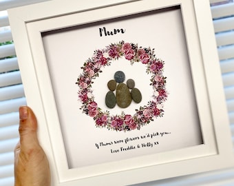 Mum pebble frame, Mothers Day Gift, personalised gifts, family pebble art, gift for mum, mothers day gift from daughter, mum pebble frame