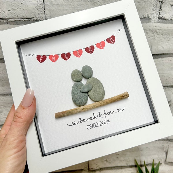 Personalised Engagement Gift, Box Frame, Engagement Gift for Couples, Engagement Gift Ideas, Couple Pebble Frame, Congratulations