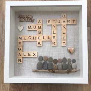 Family Scrabble & Pebble Frame,Personalised Gifts,Scrabble,Pebble Art Family, Scrabble Art, Fathers DayGifts, Family Gift, Birthday Gift image 6