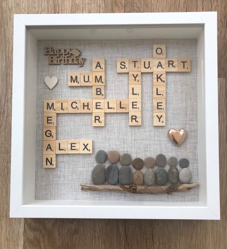 Family Scrabble & Pebble Frame,Personalised Gifts,Scrabble,Pebble Art Family, Scrabble Art, Fathers DayGifts, Family Gift, Birthday Gift image 6