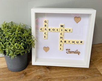 Scrabble pictures, scrabble frame, personalised gifts, family frames, scrabble picture frame, home gifts, christmas gifts for family, Ho