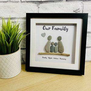 Family pebble frame, personalised gifts, family pebble art, birthday gift for friend, new home gift, best home gift ideas, pebble frame