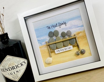 Family Pebble Frame, Fathers Day Gift, Pebble Art, Personalised gifts, Wedding Gift, Gift for family, pebble art family, home gift, birthday
