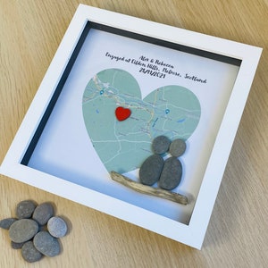 Personalisierter Verlobungsgeschenk, Box-Rahmen, Verlobungsgeschenk für Paare, Verlobungsgeschenkideen, Paarkieselrahmen, Kartenrahmen, Glückwünsche