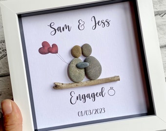 Personalised Engagement Gift, Box Frame, Engagement Gift for Couples, Engagement Gift Ideas, Couple Pebble Frame, Congratulations