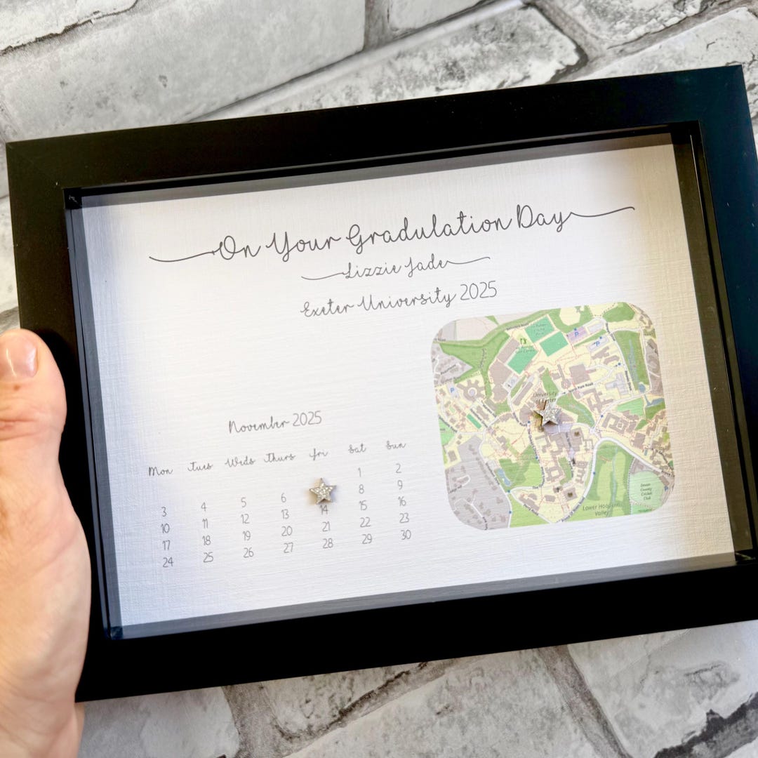 Framed Graduation Map Gift, Personalised Graduation Frame, Graduation ...