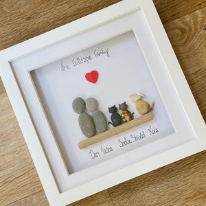 family pebble frame, personalised gifts, family pebble art, birthday gift for friend, new home gift, best christmas gift ideas, pebble frame