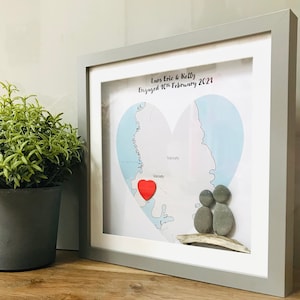 Personalisierter Verlobungsgeschenk, Box-Rahmen, Verlobungsgeschenk für Paare, Verlobungsgeschenkideen, Paarkieselrahmen, Kartenrahmen, Glückwünsche