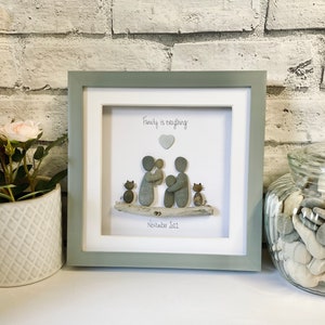 Pebble art, family pebble frame, personalised gifts, family pebble art, Mum birthday gifts, new home gift, best home gift ideas,pebble frame