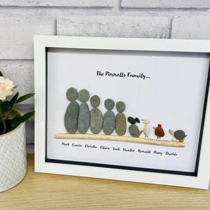 Family pebble frame, family pebble art, personalised gifts, birthday gift for friend, new home gift, best christmas gift ideas, pebble frame