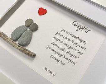 Daughter pebble frame, Daughter gift, personalised gifts, daughter Christmas ,pebble art, gifts for her, best home gift ideas, pebble frame