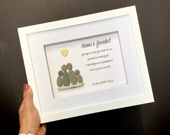 Großeltern-Kieselrahmen, Großelterngeschenk, personalisierte Geschenke, Kieselsteinkunst, Großeltern-Weihnachtsgeschenk, bestes Hauptgeschenk, Kieselsteinrahmen, Kunst