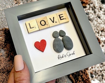 Love pebble art, personalised gifts, couple pebble art, gift for boyfriend, scrabble gift, best Valentines gifts, Wife gift, gifts for him