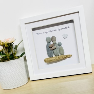 family pebble frame, personalised gifts, family pebble art, birthday gift for friend, new home gift, best home gift ideas, pebble frame