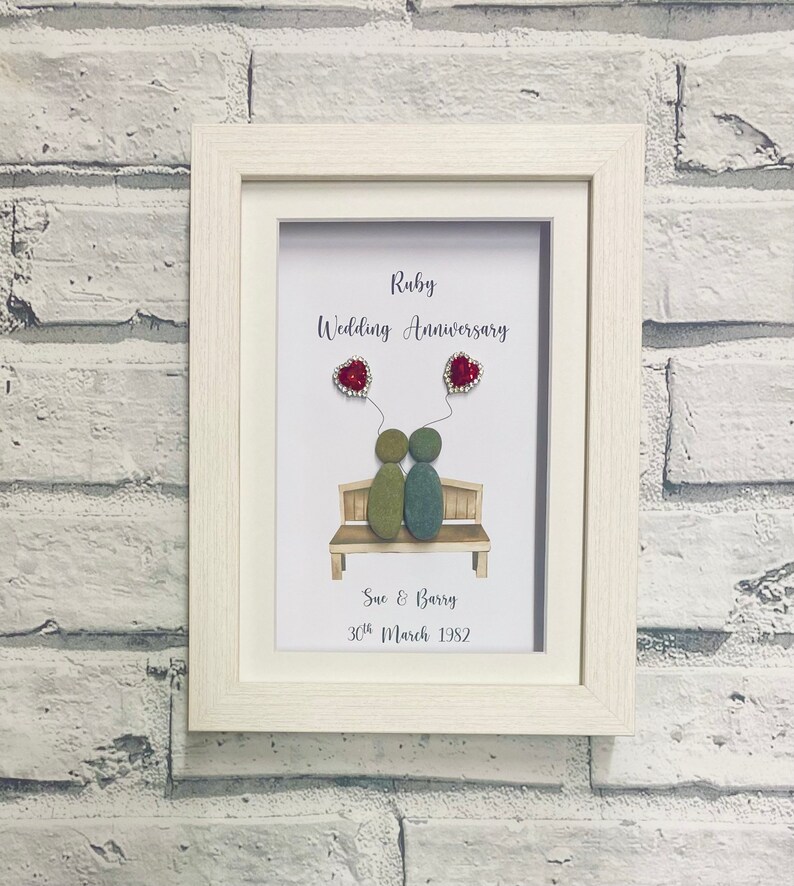 Ruby Wedding Anniversary Pebble Art Ruby Wedding Gift Ideas Etsy UK
