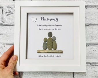 Mummy pebble frame, Mothers Day Gift, personalised gifts, family pebble art, gift for mum, mothers day gift from daughter, mum pebble frame