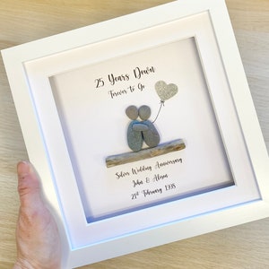 Silver Wedding 25th Anniversary pebble Frame, Personalised Anniversary Frame,Wedding Anniversary gift, Gift for parents,25th,Wedding Gifts