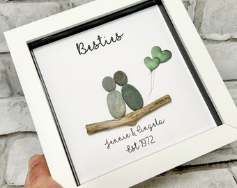 Friend Pebble Art, Pebble Frame,Gifts for friends, personalised gift, best friend gift, Bestie Gifts, Friend gifts, friend Christmas gifts,