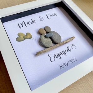 Personalised Engagement Gift, Box Frame, Engagement Gift for Couples, Engagement Gift Ideas, Couple Pebble Frame, Congratulations image 5