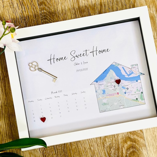 Regalo personalizado para casa nueva, regalo de mudanza, regalo para casa nueva, regalo para primera casa, marco para primera casa, regalo para parejas, nuestra primera casa, mapa de ubicación de la casa
