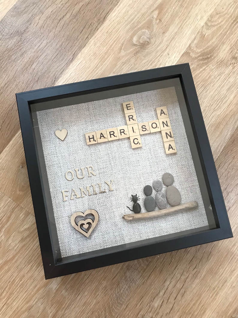 Family Scrabble & Pebble Frame,Personalised Gifts,Scrabble,Pebble Art Family, Scrabble Art, Fathers DayGifts, Family Gift, Birthday Gift image 7