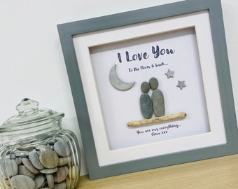 I Love you pebble art, personalised gifts, couple pebble art, gift for boyfriend, love gift, best Valentines gifts, Wife gift, gifts for him