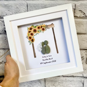 Wedding Pebble Art, wedding Gifts, Sunflowers, Wedding Gift,Pebble Wedding,Couple Wedding Gift, Wedding Flowers Gift, Personalised Gifts,