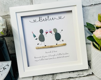 Personalised Bestie pebble frame, personalised gifts, Friends pebble art, gift for friend, Best friends gift, Mates gift ideas, pebble frame