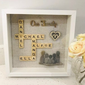 Family Scrabble & Pebble Frame,Personalised Gifts,Scrabble,Pebble Art Family, Scrabble Art, Fathers DayGifts, Family Gift, Birthday Gift image 3