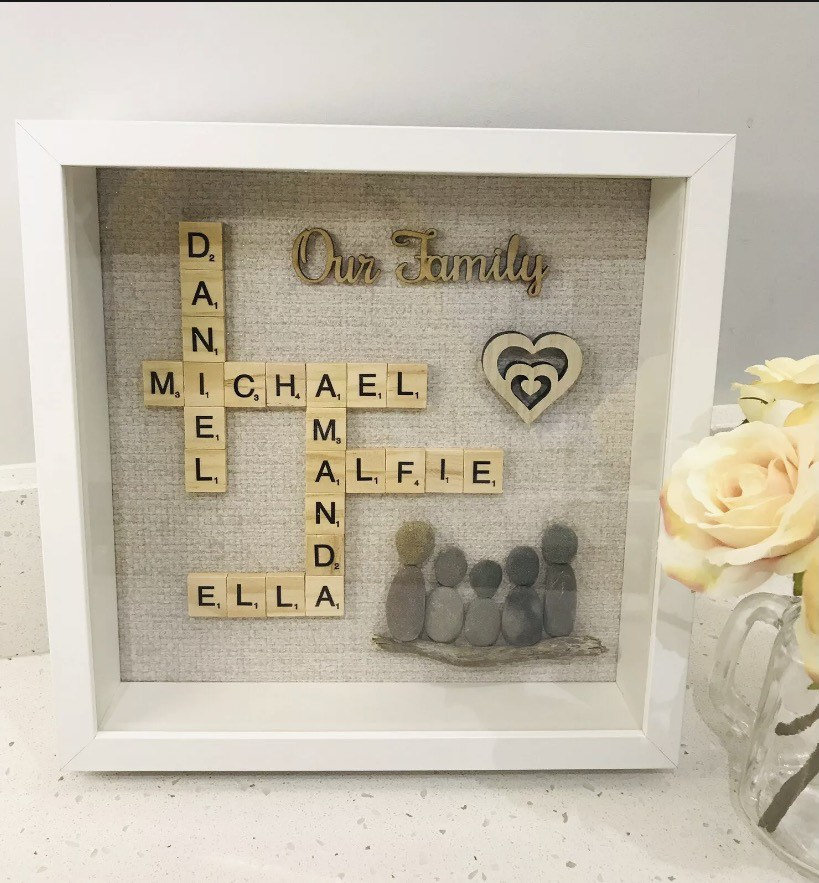Personalisierter Scrabble Brief Tiefer Boxrahmen Für Familie
