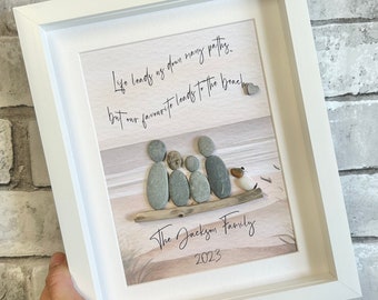 family pebble frame, personalised gifts, family pebble art, family gifts, gift for friend, new home gift, best home gift ideas, pebble frame