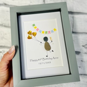 Personalisierter Geburtsstein Geschenk, personalisierter Kieselstein Bild, 18., 21., 30., 40., 50., alles Gute zum Geburtstag, Geschenk für Freund, Geschenkideen, Kieselstein