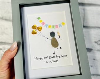 Personalised Birthstone Gift, personalised pebble picture, 18th, 21st, 30th, 40th, 50th, happy birthday, gift for friend, gift ideas,pebble