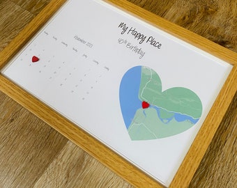 Wedding Location Map Frame, Personalised Engagement Gift, Engagement Map, Heart Map Frame, Map Wedding Gift, Wedding Gift