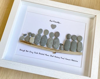 family pebble frame, personalised gifts, family pebble art, Father’s Day gifts, pebble frame, Father’s Day gift, Daddy, Dad, Grandad,Grandpa