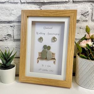 Diamond Wedding Anniversary pebble Art, Diamond Wedding Gift Ideas, Personalised Anniversary Pebble Frame,Personalised 60th Anniversary gift