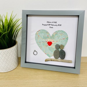 Personalisierter Print, Verlobung Geschenk, Verlobung Karte, Verlobung Karte, Geschenk für Paar, Verlobung Kieselstein Kunst,