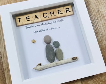 Teacher Gift - Thank you Teacher - teacher pebble art - Personalised Gifts - Childminder gift - Student teacher gift - Gift for Teachers