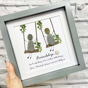 Friends Pebble Frame, swings pictures,Personalised Gifts, Best Friends, Friendship,Gift for Friend, besties, pebble art, birthday, pebbles,
