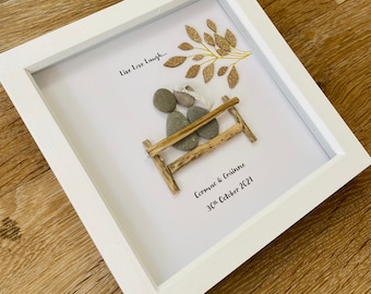 Wedding Pebble Art, Wedding Frame, Wedding Gift idea, Wedding art, Couple Wedding Gift, Wedding Flowers Gift, Personalised wedding Gifts,